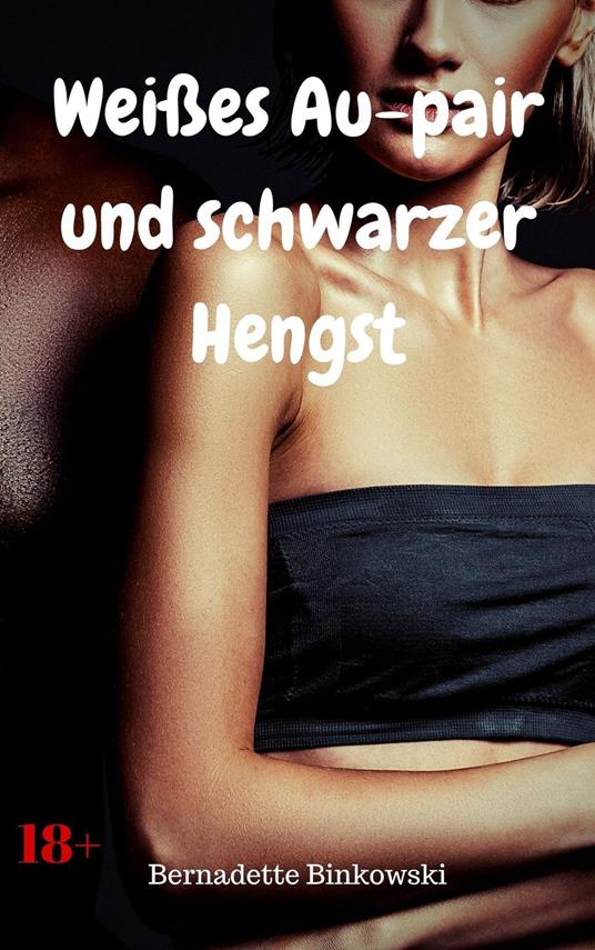 Weißes Au-pair und schwarzer Hengst