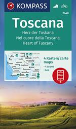 Carta escursionistica n. 2440. Nel cuore della Toscana 1:50.000 (set di 4 carte). Ediz. italiana, tedesca e inglese