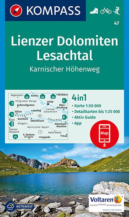 Carta escursionistica n. 47. Lienzer Dolomiten, Lesachtal, Karnischer Höhenweg 1:50.000 - copertina