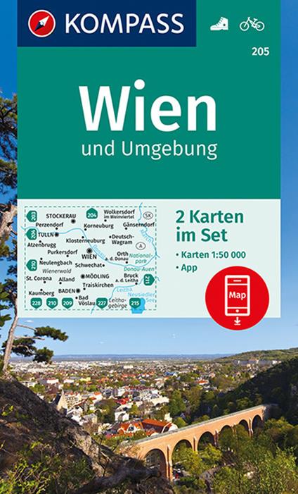 Carta escursionistica n. 205. Wien und umgebung 1:50.000 (set di 2 carte) - copertina