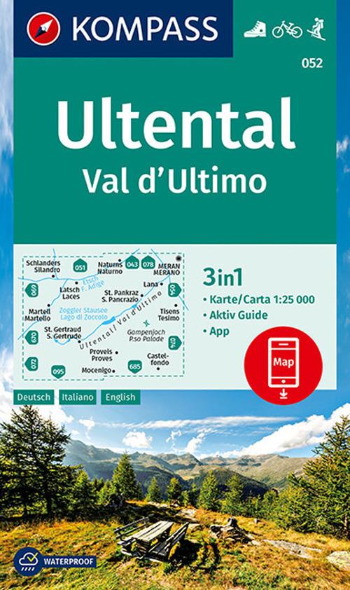 Carta escursionistica n. 052. Val d'Ultimo-Ultental 1:25.000. Ediz. italiana, inglese, francese e tedesca - copertina