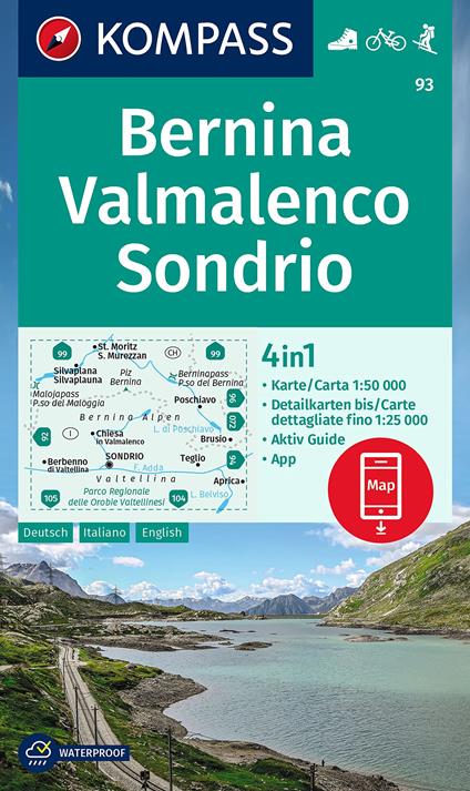 Carta escursionistica KOM 93. Laghi settentrionali. Bernina, Sondrio - copertina