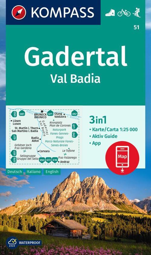 Carta escursionistica n. 51. Val Badia. Ediz. multilingue - copertina