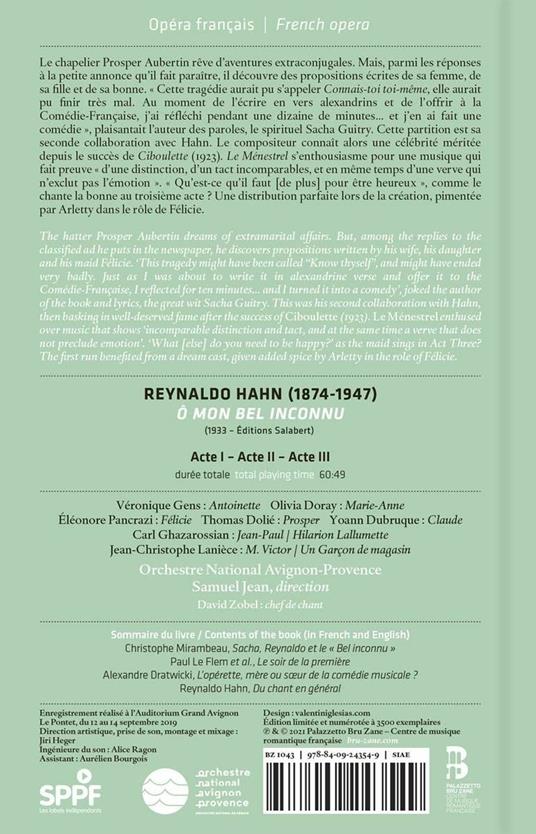 O mon bel inconnu - Libro + CD Audio di Reynaldo Hahn,Samuel Jean - 2