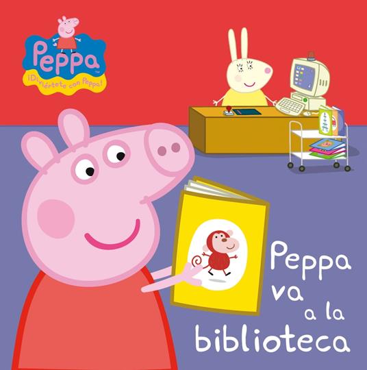 Peppa Pig. Libro de cartón - Peppa va a la biblioteca - Eone,Hasbro - ebook