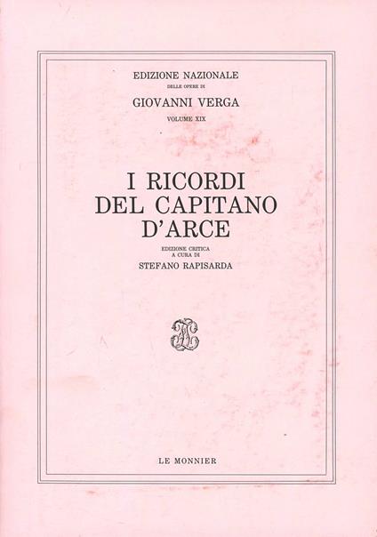 I ricordi del capitano D'Arce - Giovanni Verga - copertina