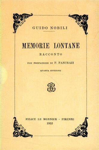 Memorie lontane - Guido Nobili - copertina