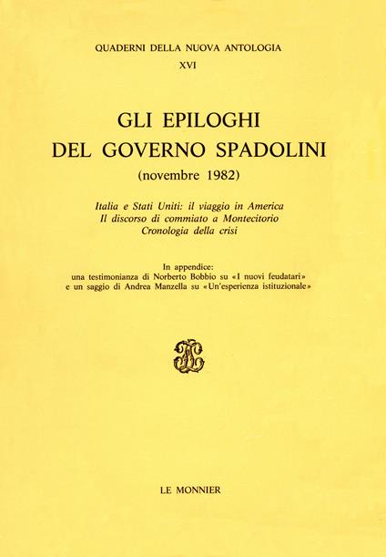 Gli epiloghi del governo Spadolini (novembre 1982) - copertina