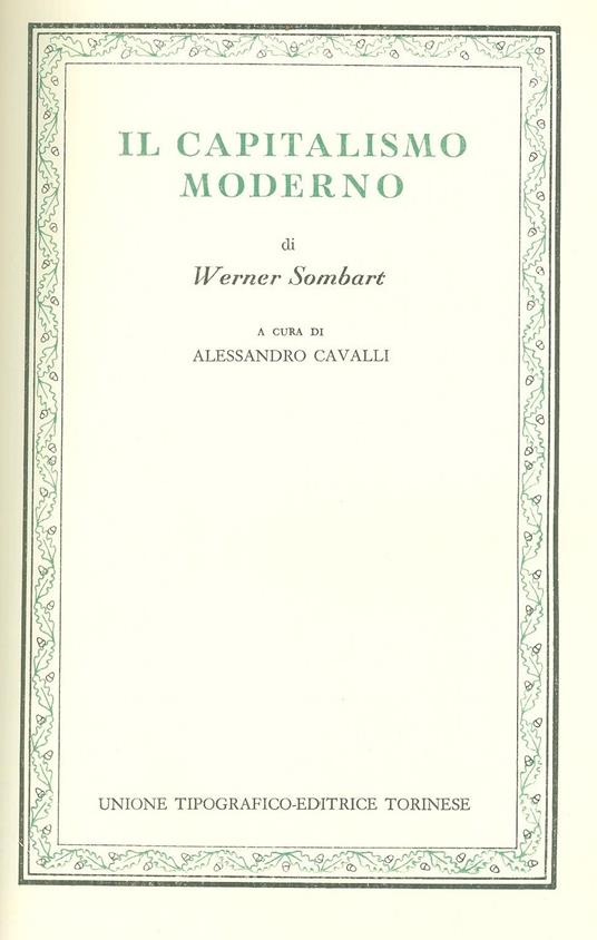 Il capitalismo moderno - Werner Sombart - copertina