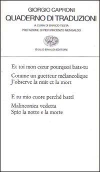 Quaderno di traduzioni - Giorgio Caproni - copertina