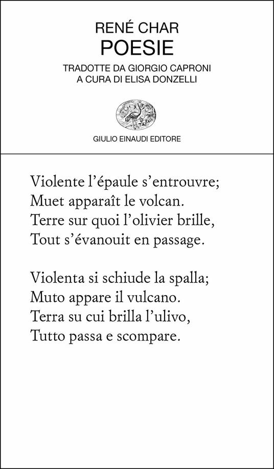 Poesie. Testo francese a fronte - René Char - Libro - Einaudi - Collezione  di poesia | IBS