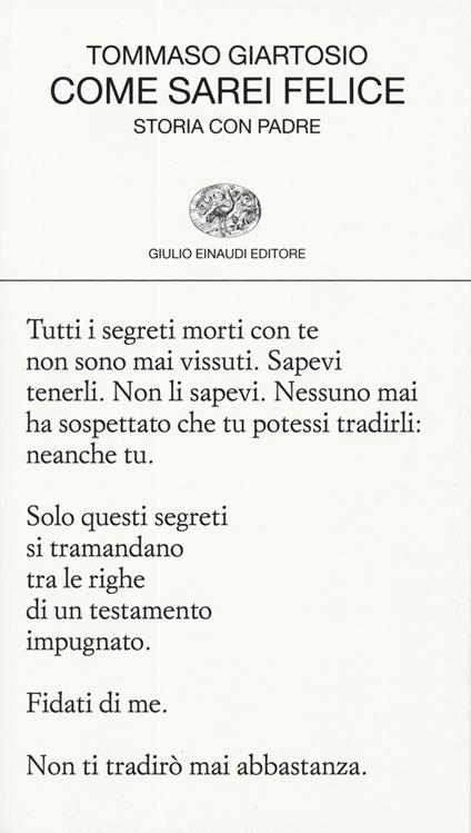 Come sarei felice. Storia con padre - Tommaso Giartosio - copertina