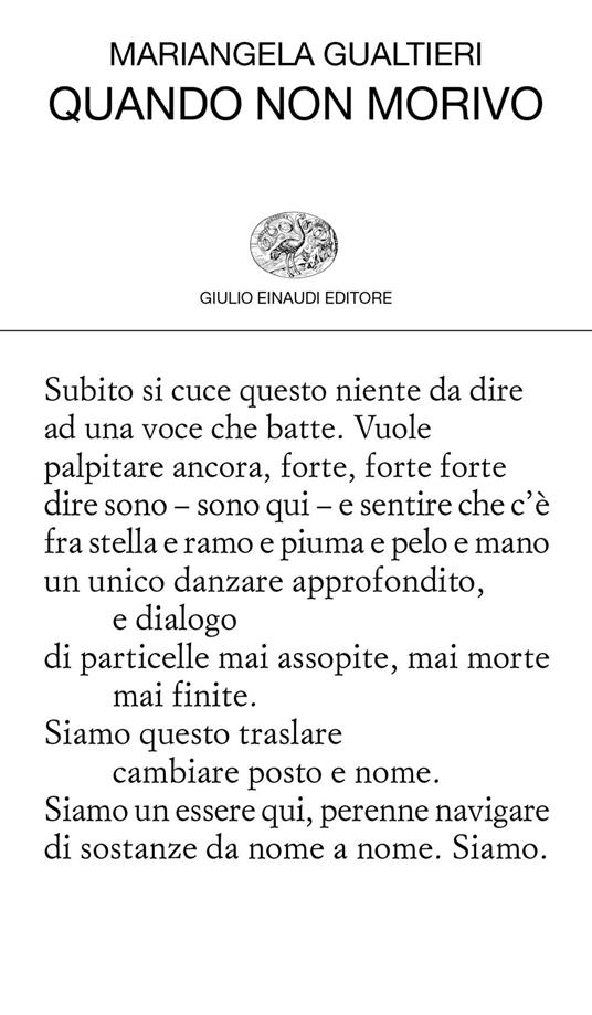 Quando non morivo - Mariangela Gualtieri - Libro - Einaudi - Collezione di  poesia