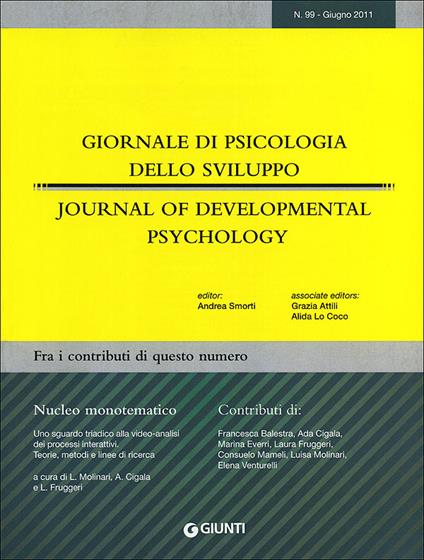 Giornale di psicologia dello sviluppo. Giugno-Settembre 2011. Ediz. italiana e inglese. Vol. 99 - copertina