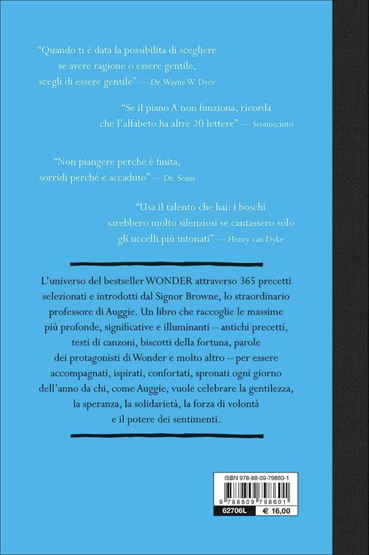 365 giorni con Wonder. Libro dei precetti del Sig. Browne - R. J. Palacio - 2