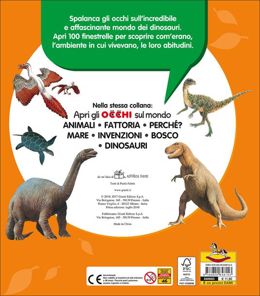 Dinosauri. 100 finestrelle - Paola Fabris - Libro - Dami Editore - Apri gli  occhi sul mondo