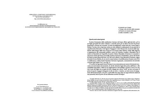 I giorni di Leonardo. «Non ci manca modi né vie di conpartire e misurare questi nostri miseri giorni» (Codice Atlantico, f. 42v). LIX lettura vinciana - Carlo Vecce - 3