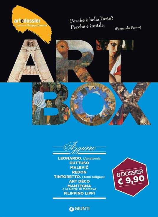 Dossier d'art. Box azzurro: Leonardo. L'anatomia-Guttuso-Malevic-Redon-Tintoretto. Temi religiosi-Art déco-Mantegna e la corte di Mantova-Filippino Lippi. Ediz. illustrata - copertina