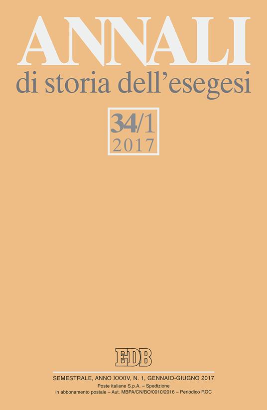 Annali di storia dell'esegesi. Vol. 1 - copertina