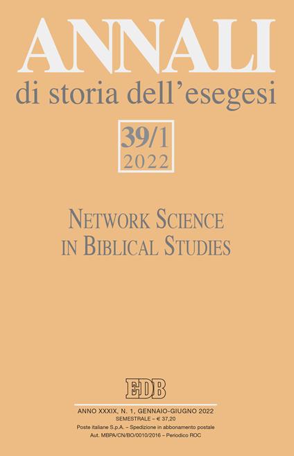 Annali di storia dell'esegesi (2022). Vol. 39\1 - copertina