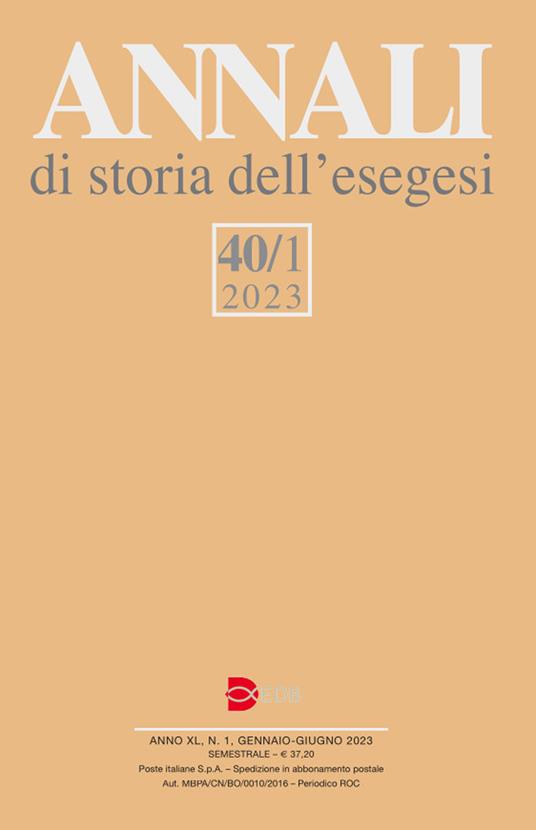 Annali di storia dell'esegesi (2023). Vol. 40 - copertina