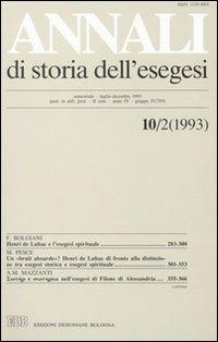 Annali di storia dell'esegesi. Atti del X seminario di ricerca su Studi sulla letteratura esegetica cristiana e giudaica antica (Viverone, 7-9 ottobre 1992). Vol. 10/2: 1993 - copertina