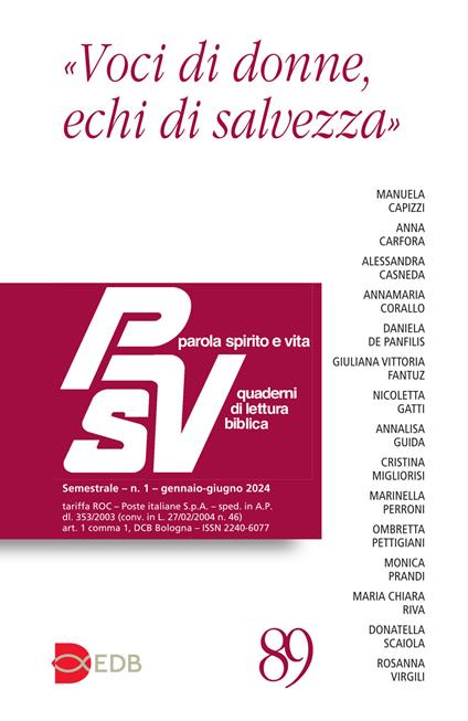 Parola spirito e vita. Quaderni di lettura biblica (2024). Vol. 1: «Voci di donne, echi di salvezza» - copertina