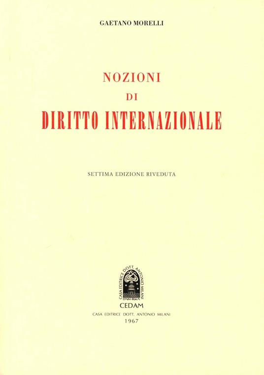 Nozioni di diritto internazionale - Gaetano Morelli - copertina