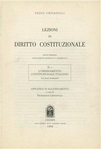 Lezioni di diritto costituzionale. Vol. 2/1: L'Ordinamento costituzionale italiano. Le fonti normative. Appendice di aggiornamento - Vezio Crisafulli - copertina