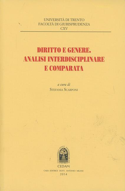 Diritto e genere. Analisi interdisciplinare e comparata - copertina