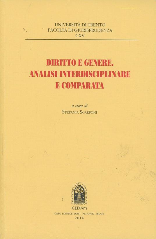 Diritto e genere. Analisi interdisciplinare e comparata - copertina