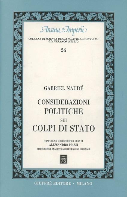 Considerazioni politiche sui colpi di Stato - Gabriel Naudé - copertina