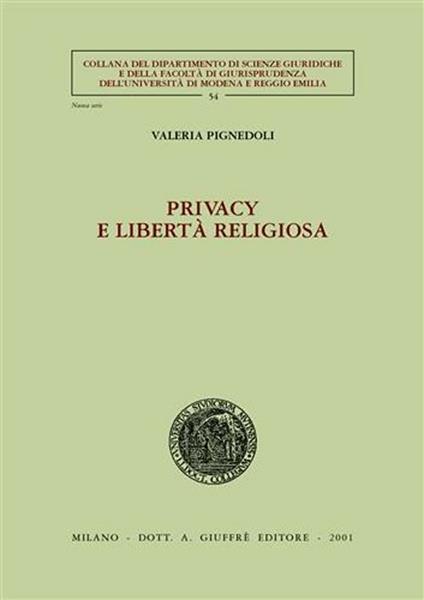 Privacy e libertà religiosa - Valeria Pignedoli - copertina