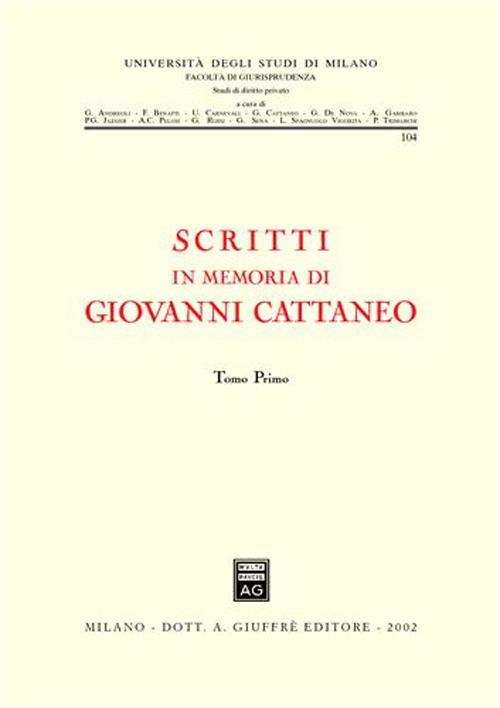 Scritti in memoria di Giovanni Cattaneo - copertina