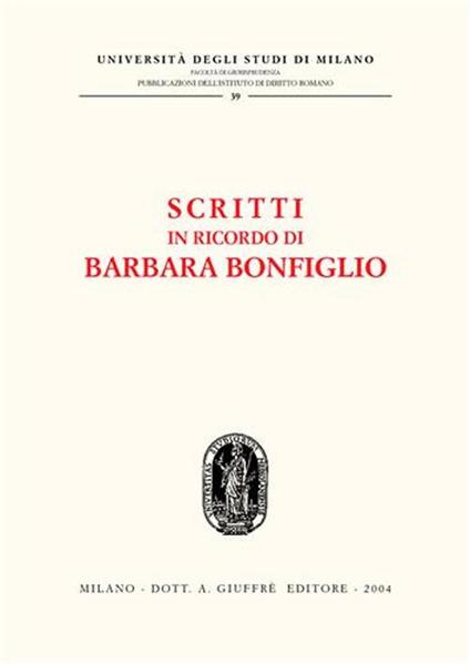 Scritti in ricordo di Barbara Bonfiglio - copertina