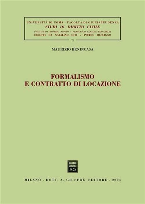 Formalismo e contratto di locazione - Maurizio Benincasa - copertina