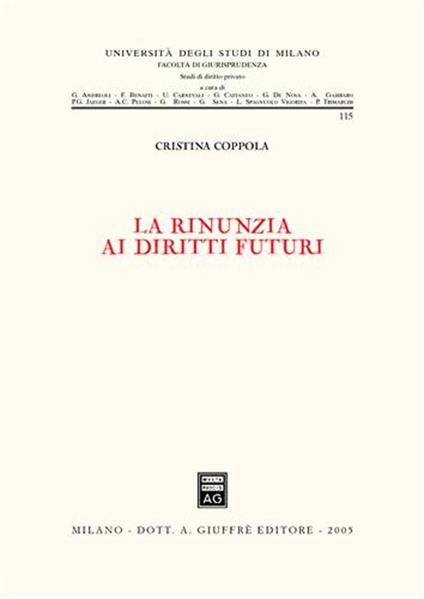 La rinunzia ai diritti futuri - Cristina Coppola - copertina