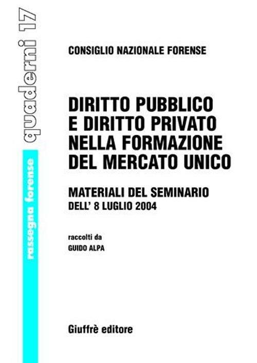 Diritto pubblico e diritto privato nella formazione del mercato unico - copertina