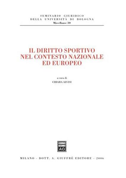Il diritto sportivo nel contesto nazionale ed europeo - copertina