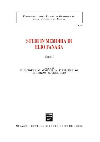 Studi in memoria di Elio Fanara. Vol. 1 - copertina