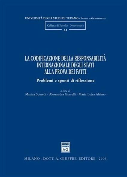 La codificazione della responsabilità internazionale degli Stati alla prova dei fatti. Problemi e spunti di riflessione - copertina