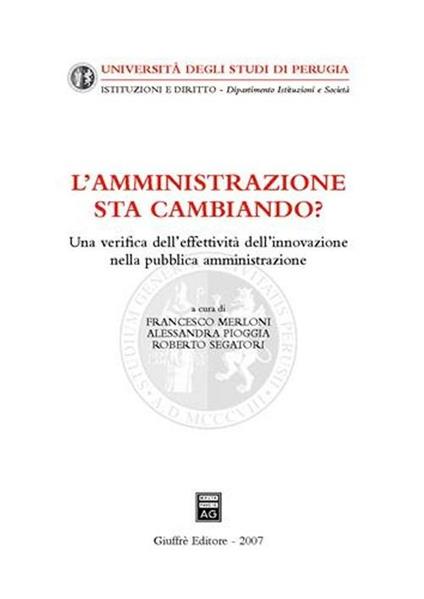 L' amministrazione sta cambiando? Una verifica dell'effettività dell'innovazione nella pubblica amministrazione - copertina