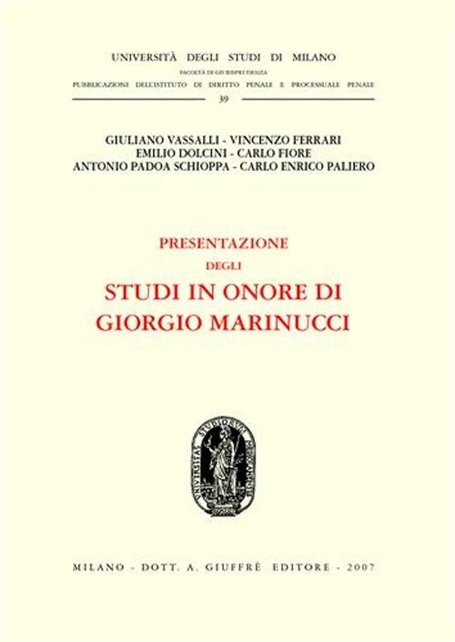 Presentazione degli studi in onore di Giorgio Marinucci - copertina