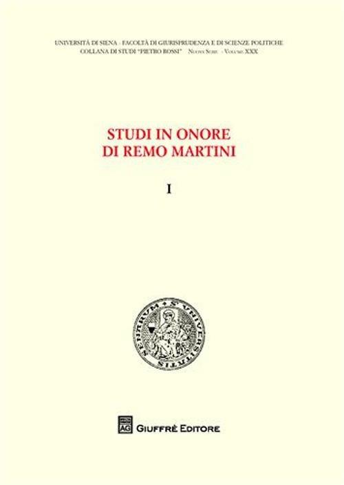 Studi in onore di Remo Martini. Vol. 1 - copertina