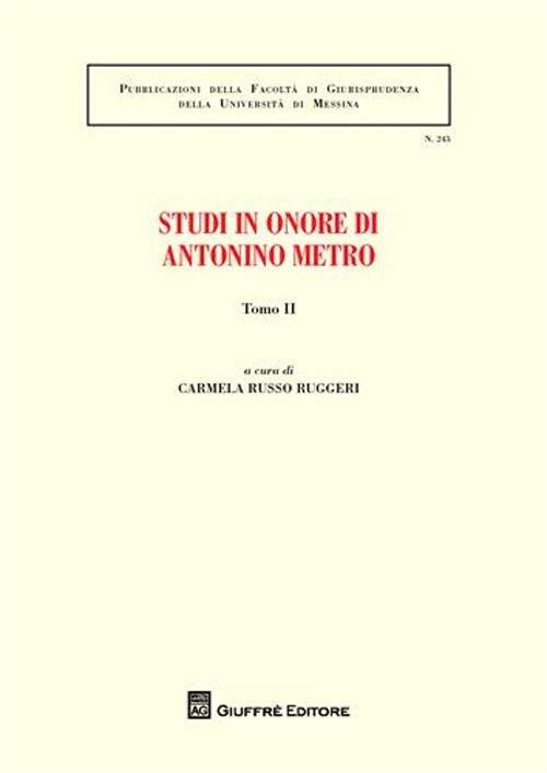 Studi in onore di Antonino Metro - copertina