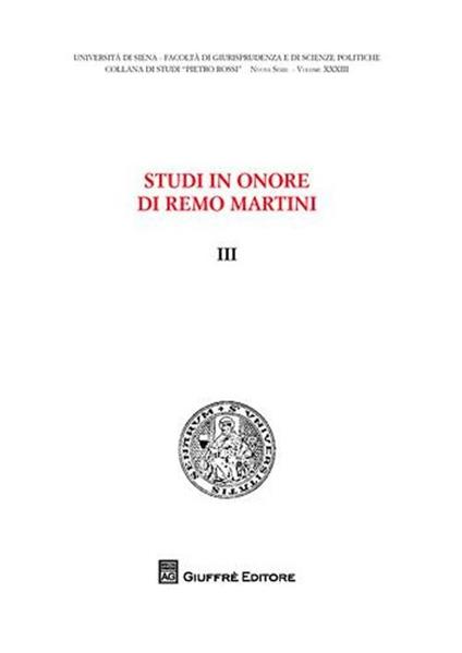 Studi in onore di Remo Martini. Vol. 3 - copertina