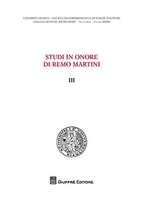 Studi in onore di Remo Martini. Vol. 3 - copertina