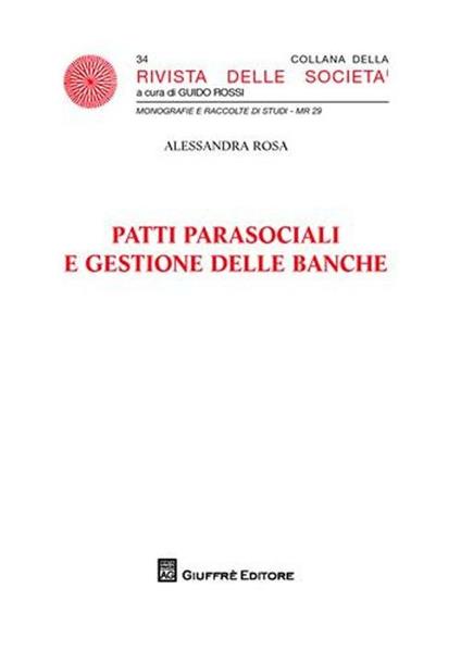 Patti parasociali e gestione delle banche - Alessandra Rosa - copertina