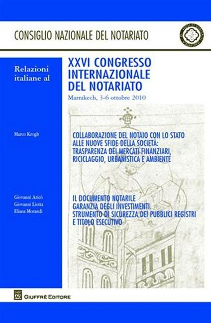 Relazioni italiane al 26° Congresso internazionale del notariato (Marrakech, 3-6 ottobre 2010) - copertina