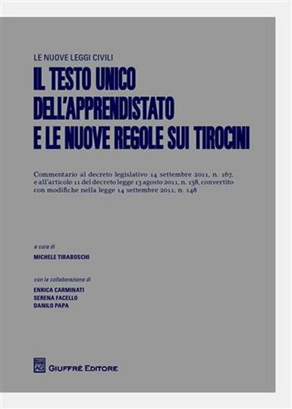 Il testo unico dell'apprendistato e le nuove regole sui tirocini - copertina